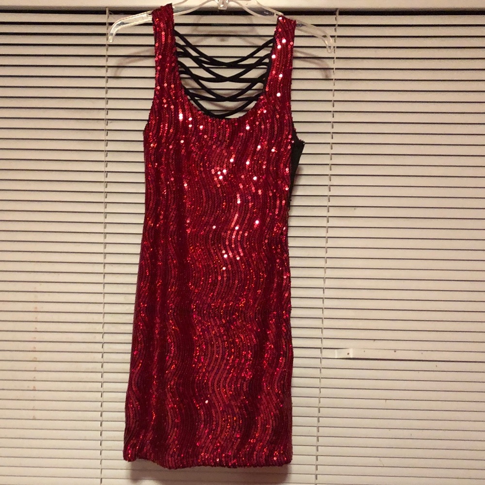 Red Sequin fitted homecoming/prom/cocktail dress